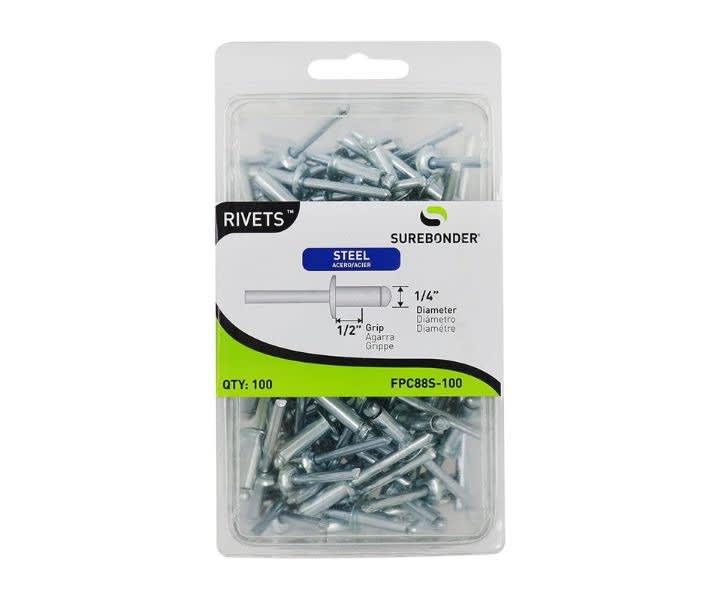 FPC88S-100 Long Steel Rivets - 1/4" Diameter, 1/2" Grip - product review