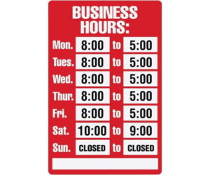 Cosco Business Hours Sign Kit