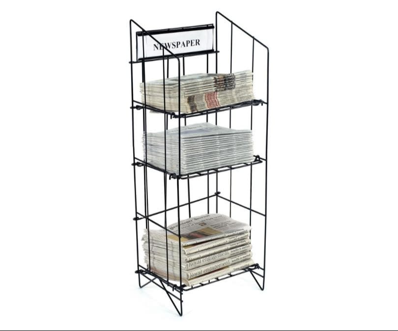 43" Tall Wire Newspaper Rack Stand, 3 Shelves, Black product review