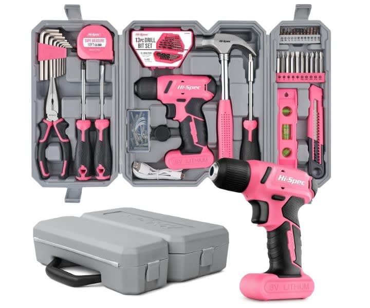 Hi-Spec Drill Set 58pc Pink Tool Set 8V USB Electric Drill Driver product review