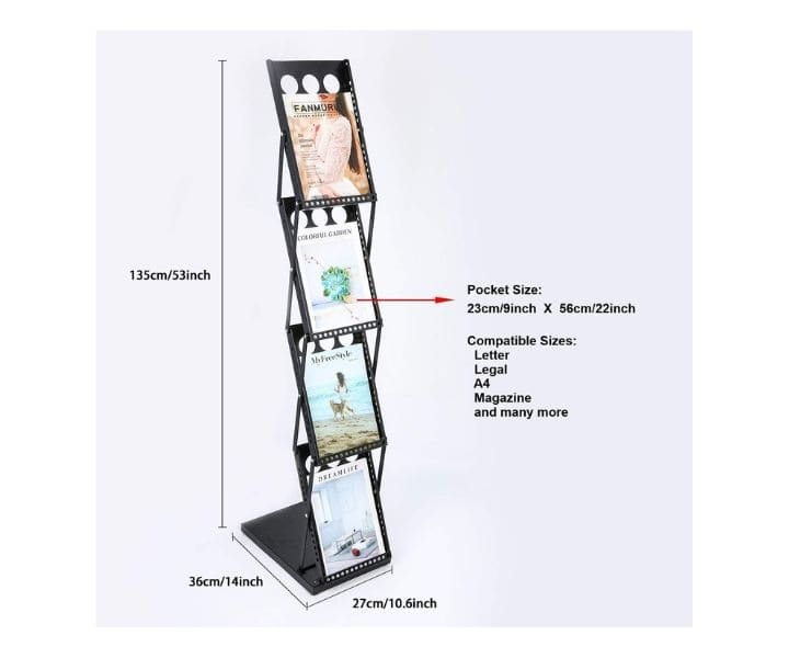 Polmart Brochure Rack, 4 Pockets, Black product review