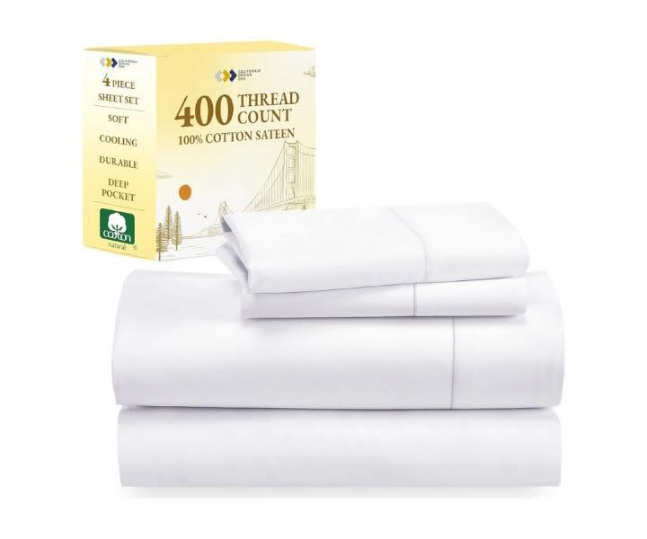 California Design Den Queen Size Bed Set, 400 Thread Count 100% Cotton Sheets Sateen product review