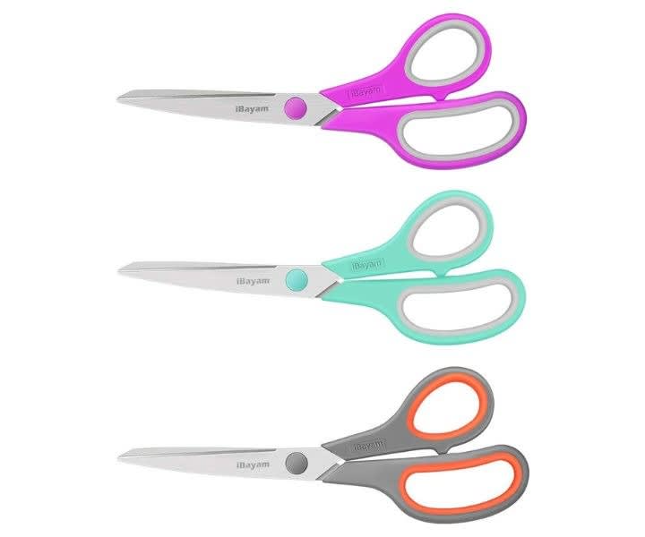 iBayam 8" All-Purpose Scissors, 3-Pack, Ultra Sharp Comfort Grip product review
