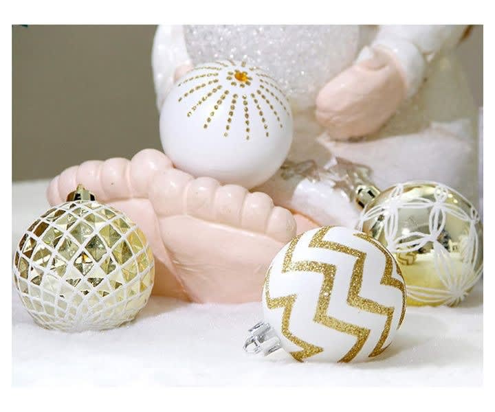 30PCS Gold & White Shatterproof Christmas Ball Ornaments, 60MM product review