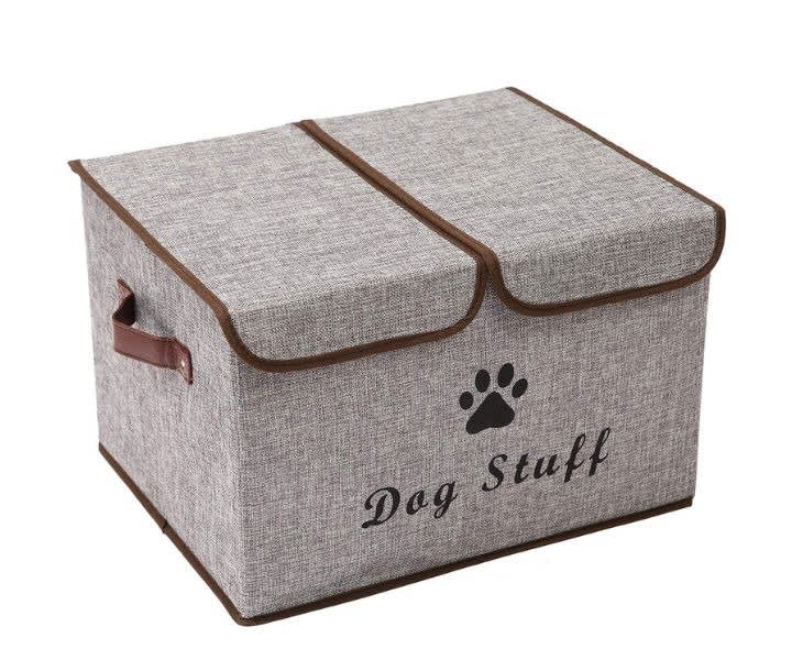 Dog Toy Box with Lid, Light Gray Storage Organizer product review