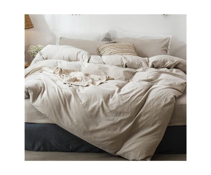 MooMee Bedding Duvet Cover Set 100% Washed Cotton Linen Like Textured Comfy product review