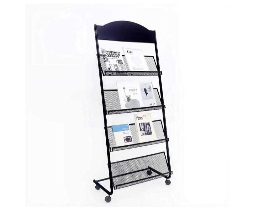 4-Layer Floor-Standing Magazine Rack, Iron, Wheeled, Black product review