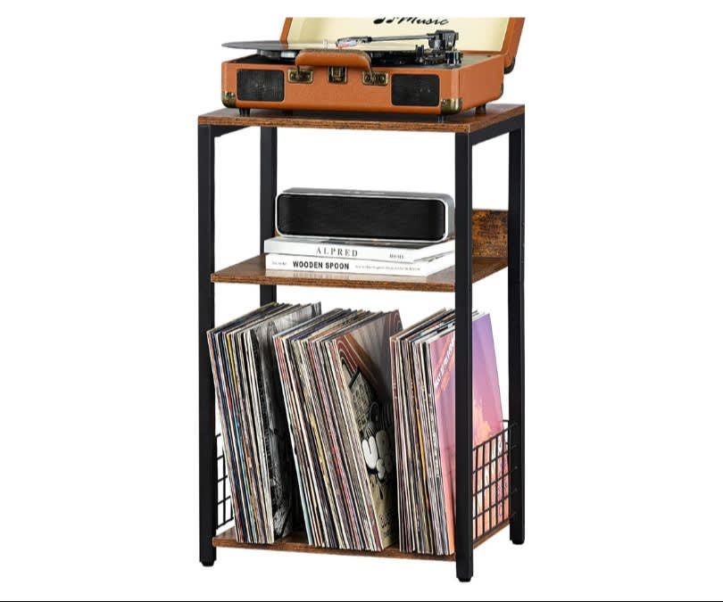LELELINKY 3-Tier End Table, Vinyl Record Stand | Brown product review