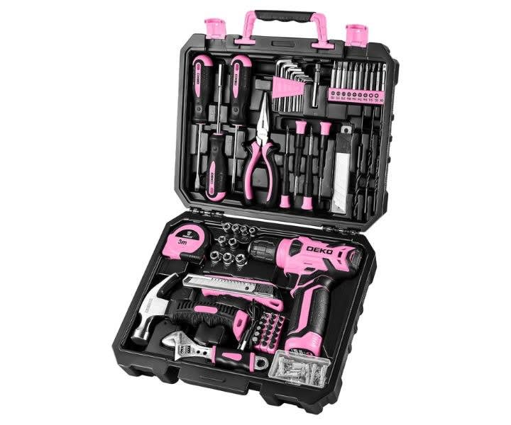 DEKOPRO Drill Set: Tool Set with 8V Pink Cordless Drill product review