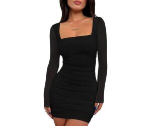 BORIFLORS Women's Sexy Ruched Bodycon Dress Mesh Long Sleeve Review: Is It Worth It?