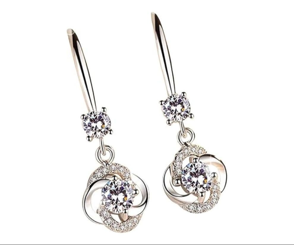 2023 Diamond Four-Leaf Drop Earrings, Elegant Pendant Jewelry product review