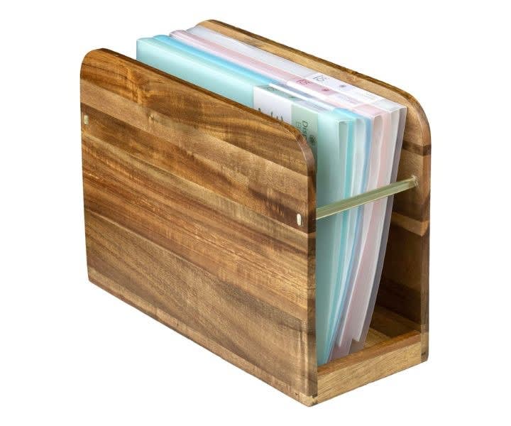 MyGift Acacia Wood Tabletop Magazine Holder with Brass product review