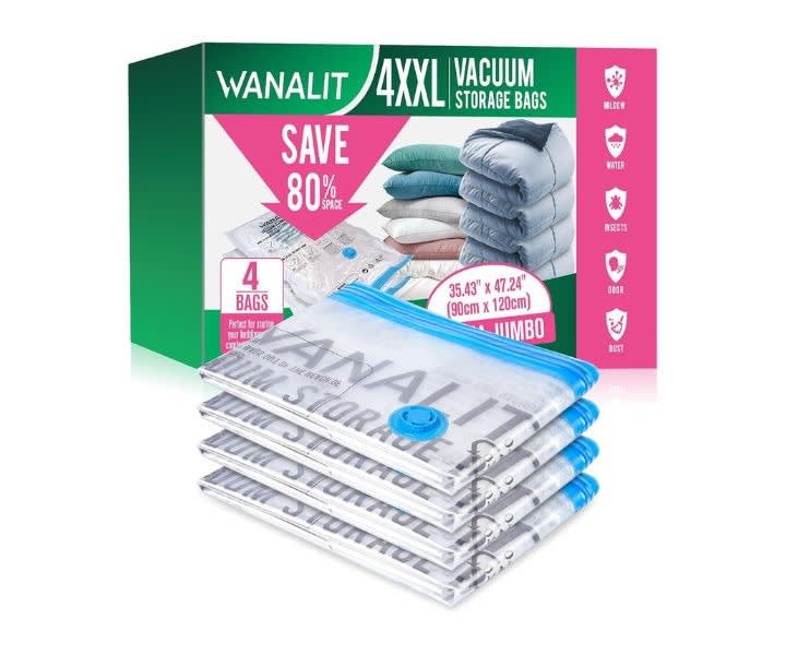 4 Pack Jumbo Vacuum Storage Bags, Space Saver Clothes & Bed product review