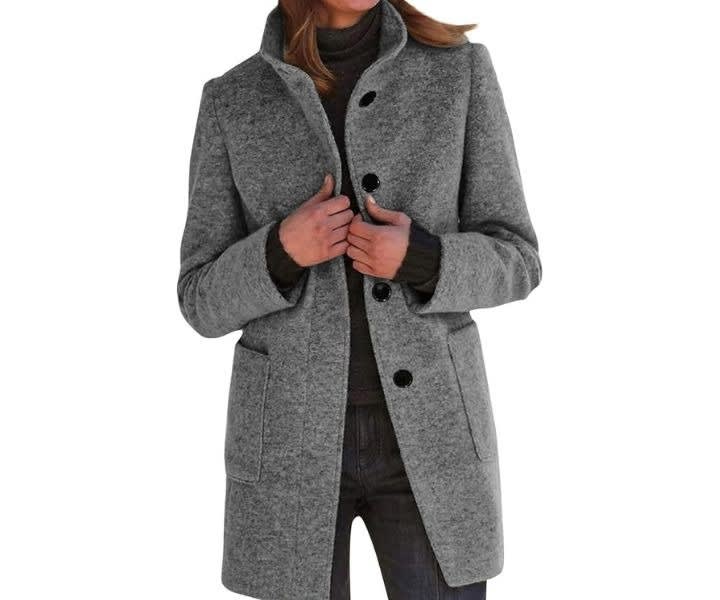 Women's Elegant Wool Coat Button-Down Winter Outerwear product review