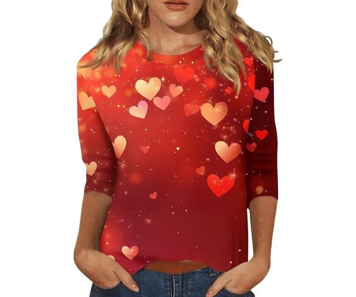 Valentines Day Shirts Love Heart Print Cotton Tunic Tshirt product review